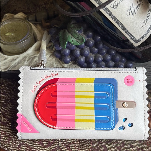 Authentic Kate Spade Popsicle leather bifold snap/zip/ID Wallet - Picture 9 of 12